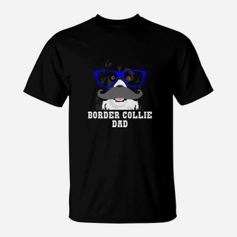 Funny Border Collie Hipster Dad Dog Lover T-Shirt - Seseable