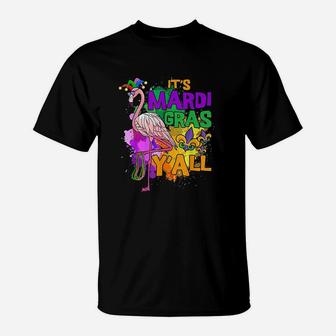 Funny Carnival Party Gift Idea Flamingo Mardi Gras T-Shirt - Seseable