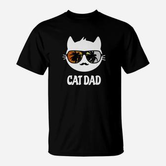 Funny Cat Dad Hipster Father Kitty Lover Humor T-Shirt - Seseable