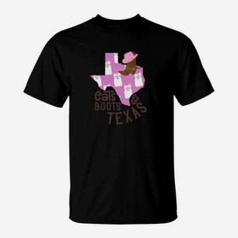 Funny Cats Boots Texas Country Girl Cowgirl Novelty Shirt T-Shirt - Seseable