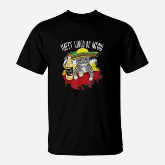 Funny Cinco De Meow Funny Mexican Tequila Cat T-Shirt - Seseable