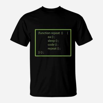 Funny Computer Science Programmer Eat Sleep Code T-Shirt - Seseable