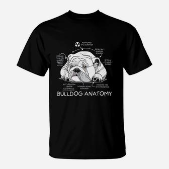 Funny Cute English Bulldog Anatomy Dog Biology T-Shirt - Seseable