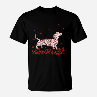 Funny Dachshund Valentines Day Gift Dog Dad Dog Mom T-Shirt - Seseable