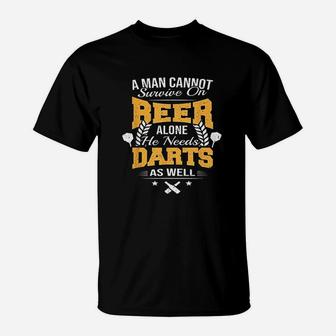 Funny Darts And Beer Board Darts Player Flight Gift T-Shirt - Seseable