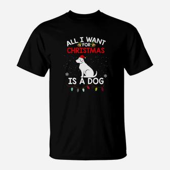 Funny Dog Christmas All I Want For Christmas Is A Dog T-Shirt - Seseable