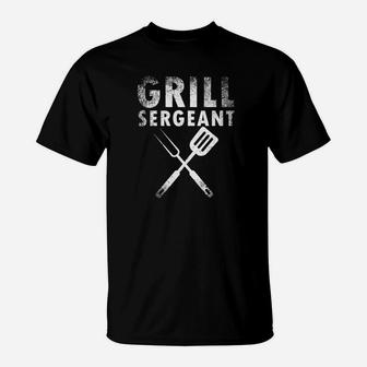 Funny Fathers Day Gift Grill Sergeant Grilling Dad Vintage Premium T-Shirt - Seseable