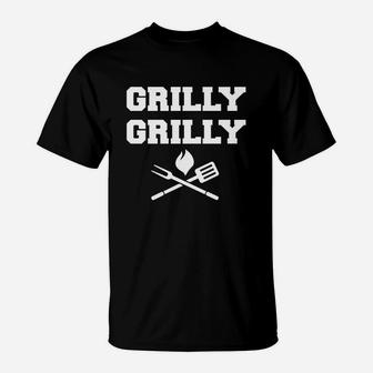 Funny Fathers Day Shirt Dad Grilling Grilly Grilly T-Shirt - Seseable