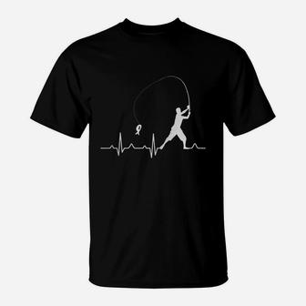 Funny Fishing Heartbeat Tshirt Cool Fisherman Fish Gift T-Shirt - Seseable