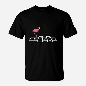 Funny Flamingo Hopscotch T-Shirt - Seseable