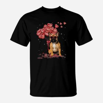 Funny French Bulldog Heart Valentines Day Dog Dad Mom Gift T-Shirt - Seseable