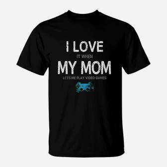 Funny Gamer Valentines Day I Love Mom Video Gaming Boys T-Shirt - Seseable
