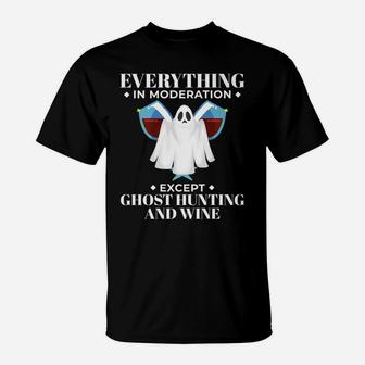 Funny Ghost Hunting Wine Hunter Halloween Gif T-Shirt - Seseable