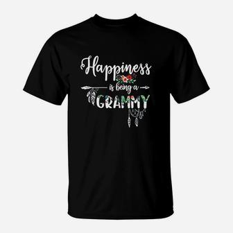 Funny Grandma Happiness Is Being A Grammy Gifts Floral T-Shirt - Seseable