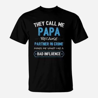 Funny Grandpa Gifts Papa Partner In Crime T-Shirt - Seseable