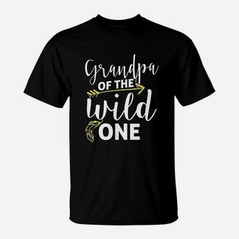 Funny Grandpa Of The Wild One Grand Kid Is Crazy Parenting T-Shirt - Seseable