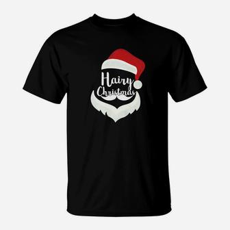 Funny Hairy Christmas Merry Holiday Beard Dad Gift T-Shirt - Seseable