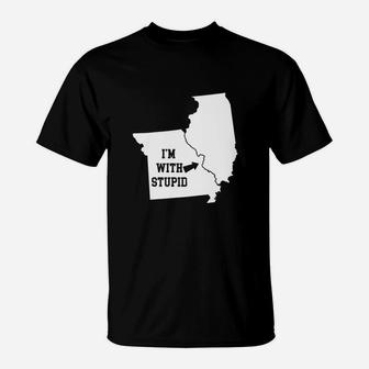 Funny I Am With Stupid Illinois From Missouri T-Shirt - Seseable