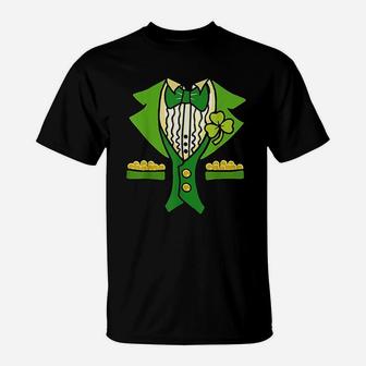 Funny Irish St Patricks Day Leprechaun Tuxedo T-Shirt - Seseable