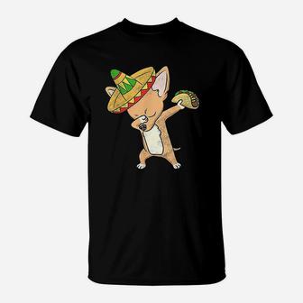 Funny Mexican Chihuahua Dog Taco Dabbing Cinco De Mayo T-Shirt - Seseable