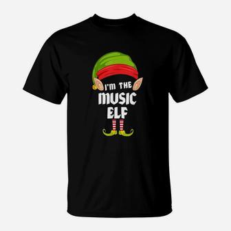 Funny Music Elf Matching Family Group Pj Christmas T-Shirt - Seseable
