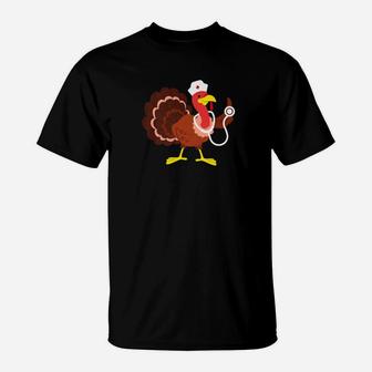Funny Nurse Turkey Thanksgiving Medical Cool Gift Idea T-Shirt - Seseable
