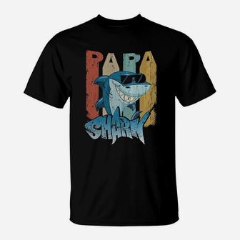 Funny Papa Shark Retro Classic, dad birthday gifts T-Shirt - Seseable