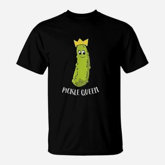 Funny Pickle Queen Funny Cucumber Pickle Girl T-Shirt - Seseable