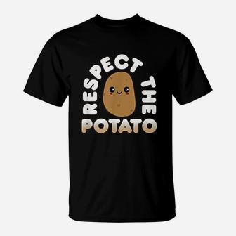 Funny Potato Gift Cute Kawaii Style Respect The Potato T-Shirt - Seseable