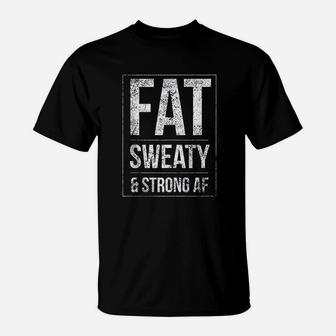 Funny Powerlifter Fat Strongman Powerlifting Strong And Heavy T-Shirt - Seseable