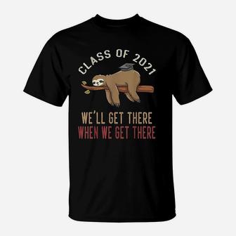 Funny Retro Senior Class Of 2021 Sloth Cap Graduation Gifts T-Shirt - Seseable