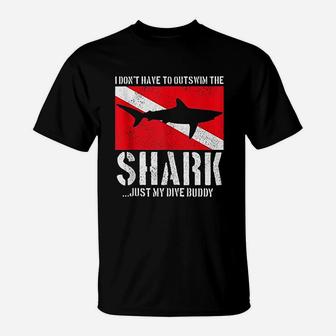 Funny Scuba Diving Shark Flag Scuba Diver Gift T-Shirt - Seseable
