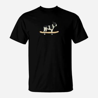 Funny Skateboarding French Bulldog Puppy Gift T-Shirt - Seseable