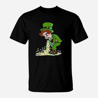 Funny St Patricks Day Drunk Leprechaun Puking Drinking Party T-Shirt | Seseable CA