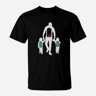 Funny Tired Twin Dad Low Battery Full Charge T-Shirt - Seseable