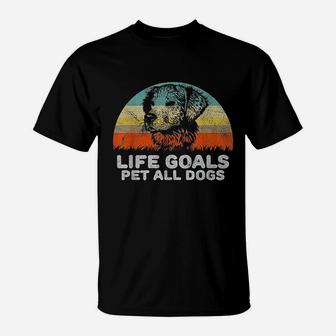 Funny Vintage Look My Life Goals Are To Pet All Dogs T-Shirt - Seseable