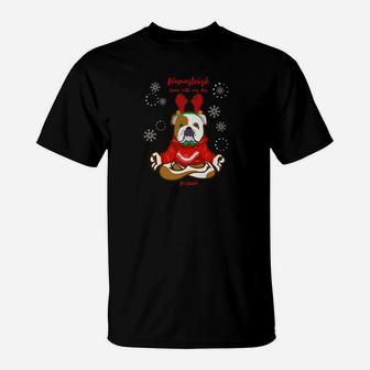 Funny Yoga Christmas Dog Shirt English Bulldog Lover Shirt T-Shirt - Seseable