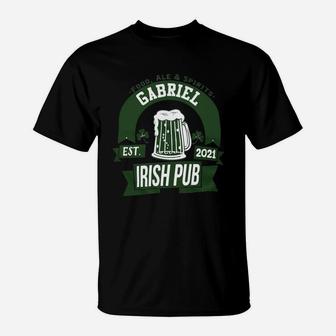 Gabriel Irish Pub Food Ale Spirits Established 2021 St Patricks Day Man Beer Lovers Name Gift T-Shirt - Seseable