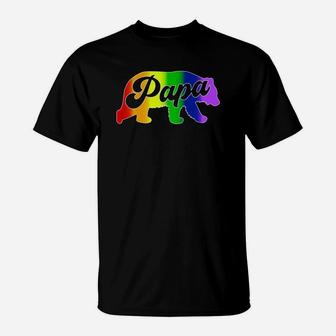 Gay Dad Shirt Papa Bear Pride Rainbow Colors Fathers Day T-Shirt - Seseable