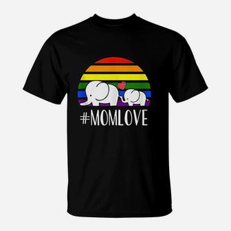 Gay Mom Love Pride Lgbt Rainbow Flag Elephant Gay Mom Gift T-Shirt - Seseable