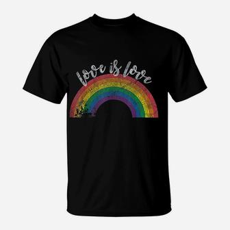 Gay Pride Vintage Rainbow Lgbt Love Is Love T-Shirt - Seseable