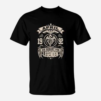 Geburt von Legenden 1992 Schwarz T-Shirt, Vintage Design - Seseable