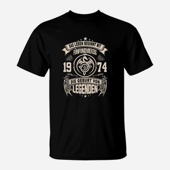 Geburtsjahr 1974 Legenden T-Shirt, Vintage Schwarz - Seseable