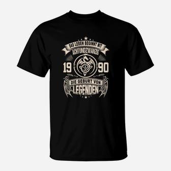 Geburtstags T-Shirt Jahrgang 1990 - Die Geburt von Legenden Schwarz - Seseable
