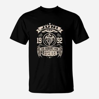 Geburtstags-T-Shirt, Legenden Geboren im Juni 1992, Retro-Design - Seseable
