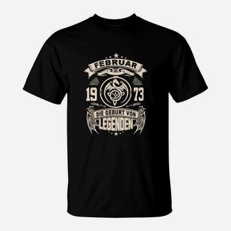 Geburtstagsshirt Februar 1973 Legenden, Vintage T-Shirt Design - Seseable