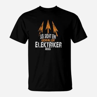 Genialer Elektriker Aufdruck Schwarzes T-Shirt, Berufsmode für Elektriker - Seseable