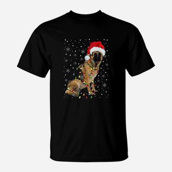 German Shepherd Christmas Santa Hat Funny Christmas Dog Love T-Shirt - Seseable