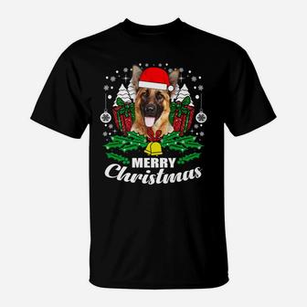German Shepherd Merry Christmas Dog Lover Gift T-Shirt - Seseable