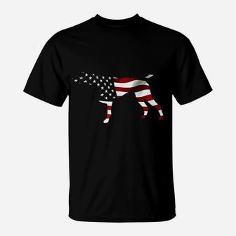 German Shorthaired Pointer Gsp Dog Patriotic Flag America T-Shirt - Seseable